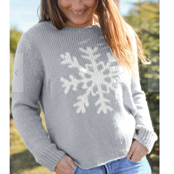 Wooden Ships SNOWFLAKE CREW CHUNKY Gray and White Size XL - Picture 3 of 6